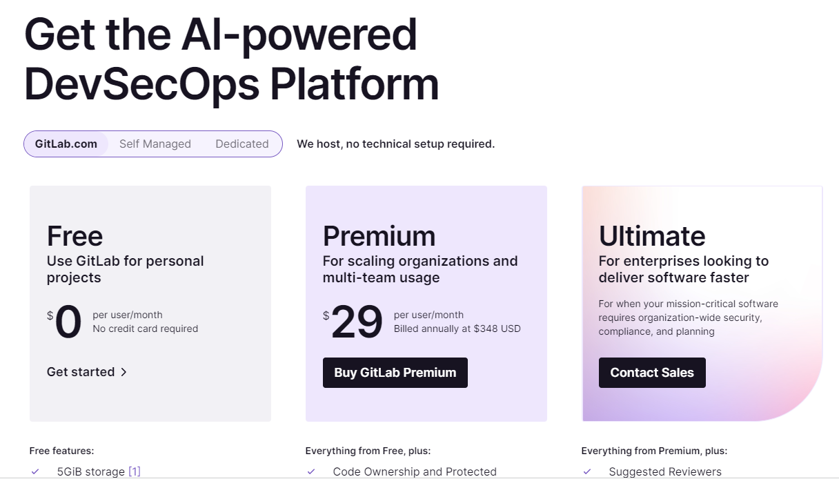 gitlab pricing plan