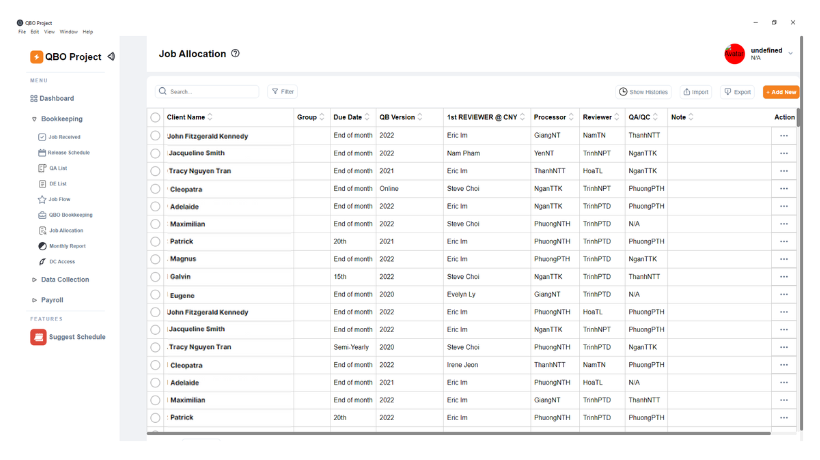 Project Management and Automation Tool Tailored for Bookkeeping Tasks
