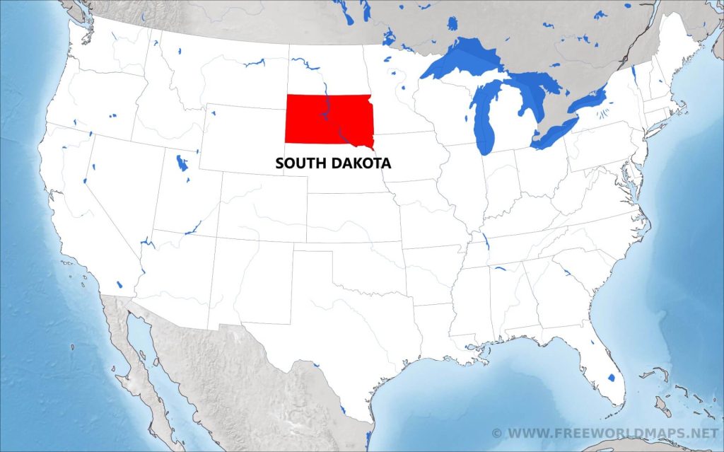 South Dakota located on the map