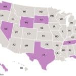 Map of USA highlighting states with no income tax on wages