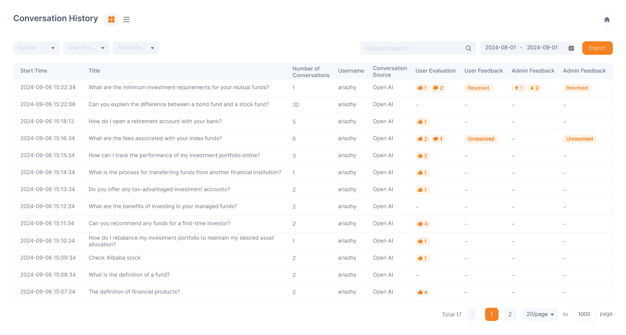 ai agent studio dashboard conversation management