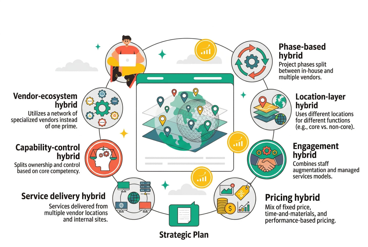 Hybrid Outsourcing Model Explained: What It Is, How It Works, Benefits, Risks, and When It Makes Sense 2 hybrid outsourcing model explained